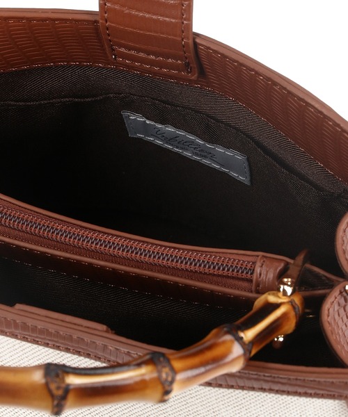 cache cache(カシュ カシュ)の「【cache cache】バンブーハンドル2WAYトートバッグ(ショルダーバッグ・レディース・ブラック/キャメル・FREE)」の20枚目の写真