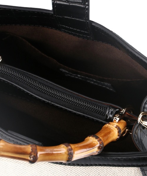 cache cache(カシュ カシュ)の「【cache cache】バンブーハンドル2WAYトートバッグ(ショルダーバッグ・レディース・ブラック/キャメル・FREE)」の21枚目の写真