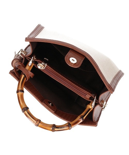 cache cache(カシュ カシュ)の「【cache cache】バンブーハンドル2WAYトートバッグ(ショルダーバッグ・レディース・ブラック/キャメル・FREE)」の22枚目の写真