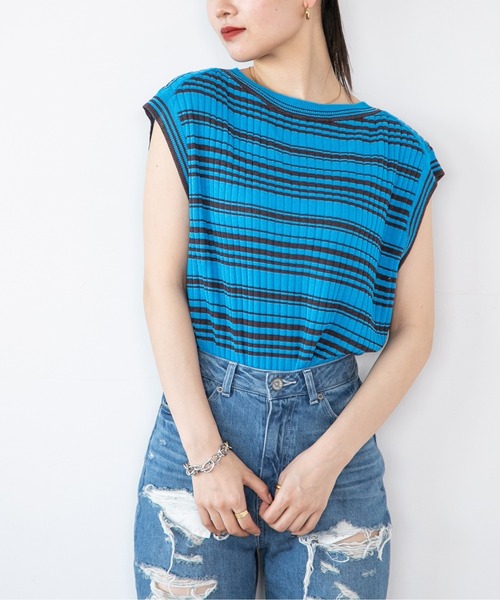 JEANASIS(ジーナシス)の「12GアソートボーダーNS281543(ニット/セーター・レディース・グレー系その他/ブルー系その他/オレンジ系その他・FREE)」の3枚目の写真