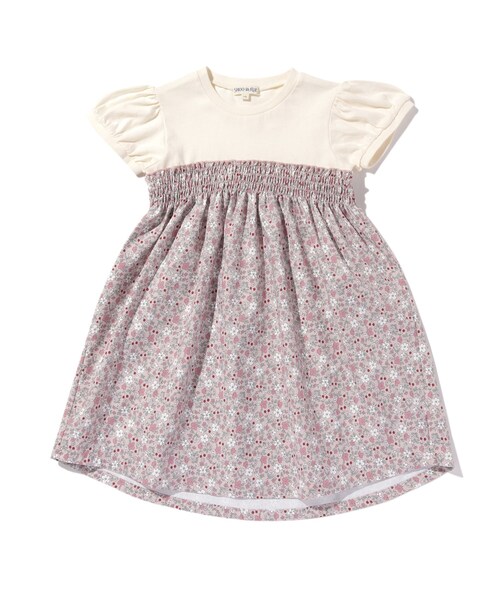 SHOO・LA・RUE（シューラルー）の「◆【90-140cm】花柄シャーリング切替ワンピース（ワンピース・キッズ・ライトパープル/ピンク系5・11/10/12/13/14/09）」の2枚目の写真