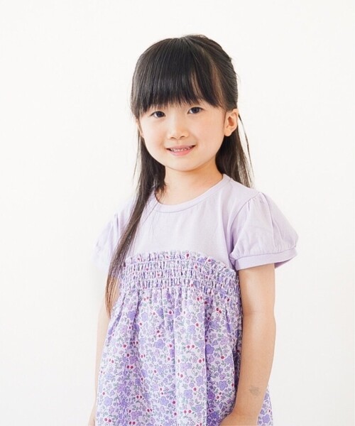 SHOO・LA・RUE（シューラルー）の「◆【90-140cm】花柄シャーリング切替ワンピース（ワンピース・キッズ・ライトパープル/ピンク系5・11/10/12/13/14/09）」の11枚目の写真