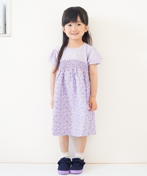 SHOO・LA・RUE（シューラルー）の「◆【90-140cm】花柄シャーリング切替ワンピース（ワンピース・キッズ・ライトパープル/ピンク系5・11/10/12/13/14/09）」の15枚目の写真