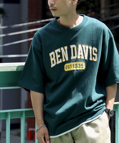 BEN DAVIS(ベンデイビス)の「【BEN DAVIS】カレッジロゴTシャツ(Tシャツ/カットソー・メンズ・グリーン/ネイビー/イエロー/オフホワイト・XL/S/L/M)」の3枚目の写真