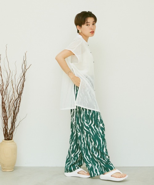 Happy John（ハッピージョン）の「sleeveless mesh tops/ノースリメッシュトップス（シャツ/ブラウス・レディース・ホワイト/ブルー・FREE）」の3枚目の写真