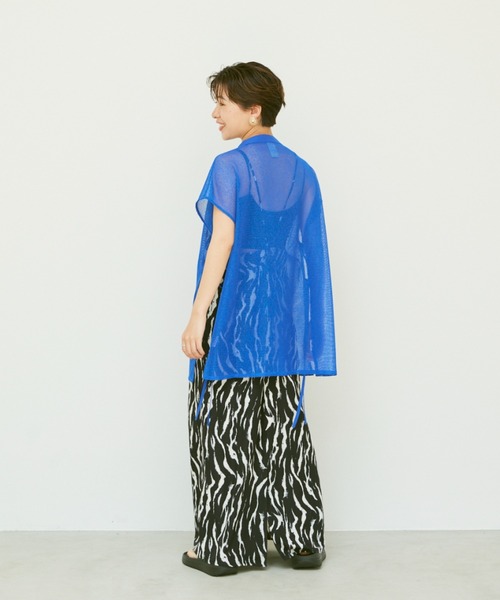 Happy John（ハッピージョン）の「sleeveless mesh tops/ノースリメッシュトップス（シャツ/ブラウス・レディース・ホワイト/ブルー・FREE）」の9枚目の写真