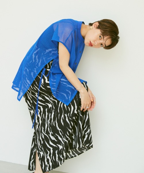 Happy John（ハッピージョン）の「sleeveless mesh tops/ノースリメッシュトップス（シャツ/ブラウス・レディース・ホワイト/ブルー・FREE）」の7枚目の写真