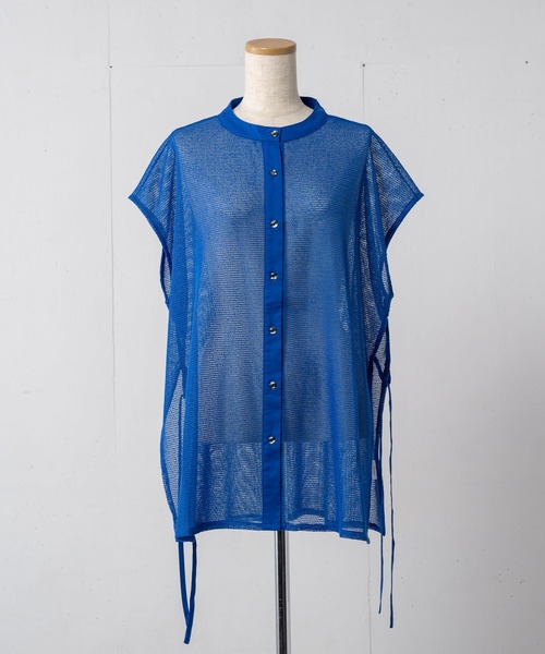 Happy John（ハッピージョン）の「sleeveless mesh tops/ノースリメッシュトップス（シャツ/ブラウス・レディース・ホワイト/ブルー・FREE）」の15枚目の写真