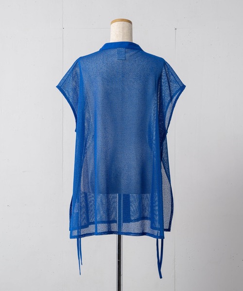 Happy John（ハッピージョン）の「sleeveless mesh tops/ノースリメッシュトップス（シャツ/ブラウス・レディース・ホワイト/ブルー・FREE）」の16枚目の写真