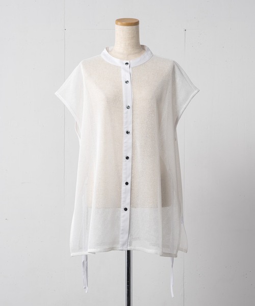 Happy John（ハッピージョン）の「sleeveless mesh tops/ノースリメッシュトップス（シャツ/ブラウス・レディース・ホワイト/ブルー・FREE）」の12枚目の写真