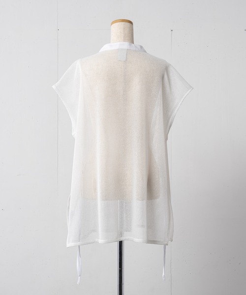 Happy John（ハッピージョン）の「sleeveless mesh tops/ノースリメッシュトップス（シャツ/ブラウス・レディース・ホワイト/ブルー・FREE）」の13枚目の写真