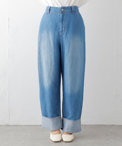 PUAL CE CIN（ピュアルセシン）の「綿麻デニムパンツ（デニムパンツ・レディース・インディゴブルー/ブルー・FREE）」の10枚目の写真