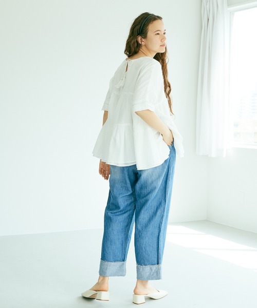 PUAL CE CIN（ピュアルセシン）の「綿麻デニムパンツ（デニムパンツ・レディース・インディゴブルー/ブルー・FREE）」の7枚目の写真
