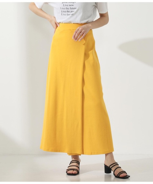 Settimissimo(セッティミッシモ)の「巻きスカート風テレコスカート(スカート・レディース・スミクロ/ラベンダー/イエロー・FREE)」の3枚目の写真