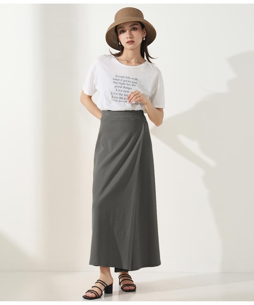 Settimissimo(セッティミッシモ)の「巻きスカート風テレコスカート(スカート・レディース・スミクロ/ラベンダー/イエロー・FREE)」の13枚目の写真