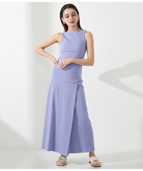 Settimissimo(セッティミッシモ)の「巻きスカート風テレコスカート(スカート・レディース・スミクロ/ラベンダー/イエロー・FREE)」の12枚目の写真