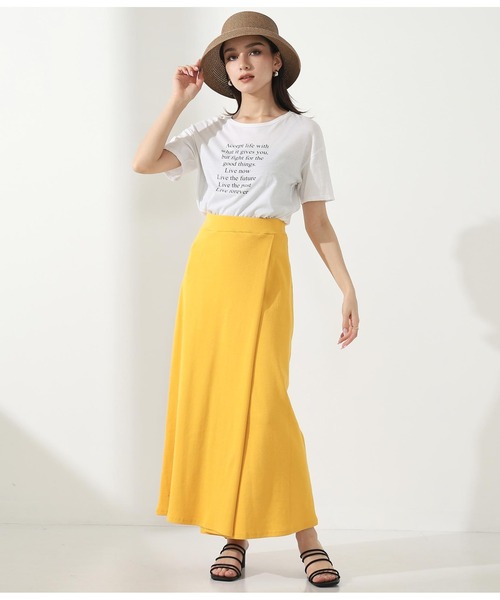 Settimissimo(セッティミッシモ)の「巻きスカート風テレコスカート(スカート・レディース・スミクロ/ラベンダー/イエロー・FREE)」の10枚目の写真