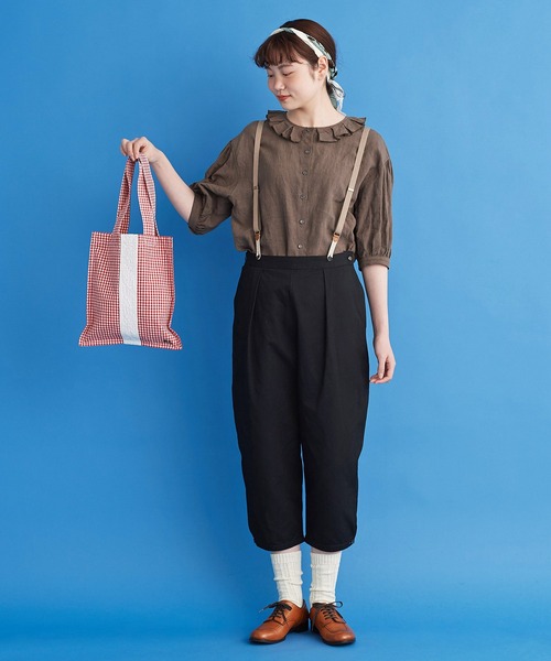 Malle（マル）の「malle コンパクトリネンカルゼ 短めパンツ（その他パンツ・レディース・ブラック/ベージュ・FREE）」の3枚目の写真