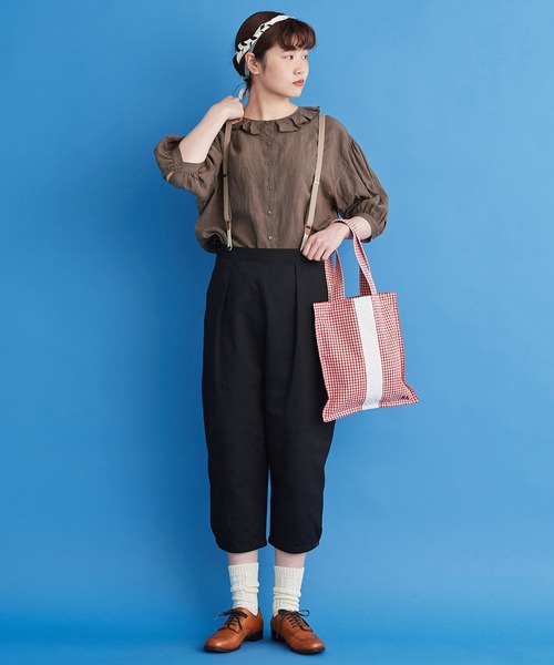 Malle（マル）の「malle コンパクトリネンカルゼ 短めパンツ（その他パンツ・レディース・ブラック/ベージュ・FREE）」の7枚目の写真