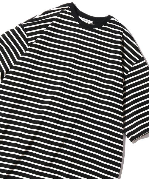 HARVESTY（ハーベスティ）の「HARVESTY/ハーベスティ 半袖ジャンボT シルケットボーダー（Tシャツ/カットソー・レディース・ホワイト×ブルー/ホワイト×レッド/ブラック×ホワイト・2/1）」の3枚目の写真