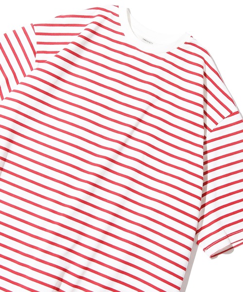 HARVESTY（ハーベスティ）の「HARVESTY/ハーベスティ 半袖ジャンボT シルケットボーダー（Tシャツ/カットソー・レディース・ホワイト×ブルー/ホワイト×レッド/ブラック×ホワイト・2/1）」の6枚目の写真