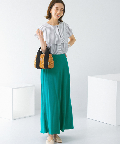 URBAN RESEARCH ROSSO WOMEN(アーバンリサーチ ロッソ)の「リネンフレアーナロースカート(スカート・レディース・ブラウン/グリーン/アイボリー/レッド・38/36)」の20枚目の写真