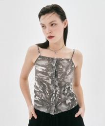 A'GEM/9 × .kom『 FANCY CLUB/ファンシークラブ』GLITCH OPEN SLEEVELESS/グリッチオープンスリーブレス キャミソール