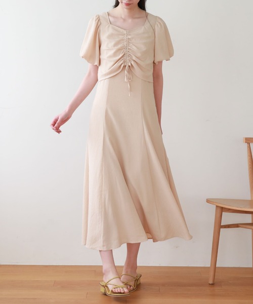 archives(アルシーヴ)の「シアーチェックマーメイドキャミワンピース+2WayクロップドBLセット(ワンピース・レディース・ブラック/ベージュ/グリーン・MEDIUM)」の1枚目の写真