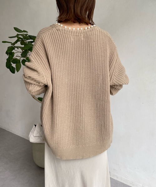 DouDou（ドゥドゥ）の「【一部WEB限定カラー】AWパールニットカーディガン（カーディガン/ボレロ・レディース・ベージュ/チャコールグレー/ブラック/グレイッシュベージュ/ライトベージュ・FREE）」の14枚目の写真