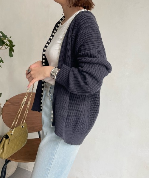 DouDou（ドゥドゥ）の「【一部WEB限定カラー】AWパールニットカーディガン（カーディガン/ボレロ・レディース・ベージュ/チャコールグレー/ブラック/グレイッシュベージュ/ライトベージュ・FREE）」の21枚目の写真