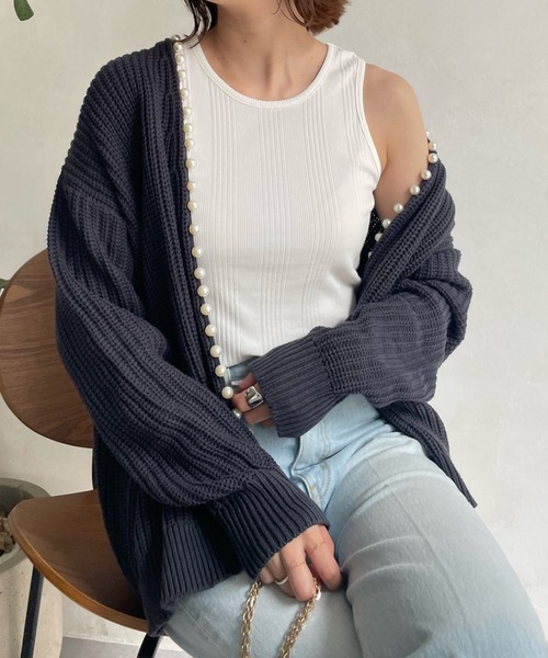 DouDou（ドゥドゥ）の「【一部WEB限定カラー】AWパールニットカーディガン（カーディガン/ボレロ・レディース・ベージュ/チャコールグレー/ブラック/グレイッシュベージュ/ライトベージュ・FREE）」の16枚目の写真