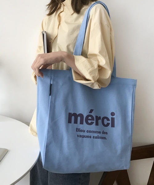 Loueme（ルエム）の「Merci ロゴ キャンバストートバッグ（トート