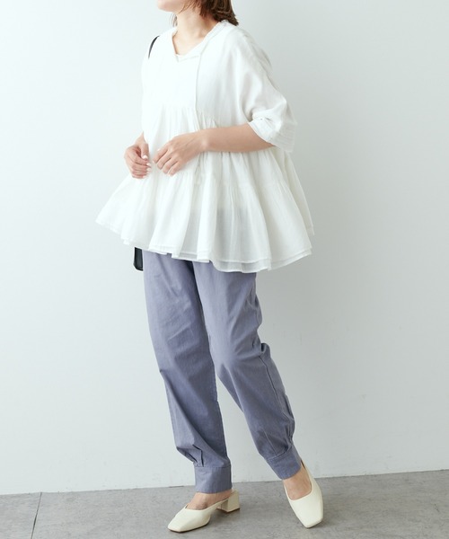 PUAL CE CIN（ピュアルセシン）の「綿麻ストレッチジョガーパンツ（その他パンツ・レディース・ブラック/ベージュ/グレー・FREE）」の10枚目の写真