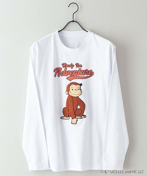 OUTDOOR PRODUCTS（アウトドアプロダクツ）の「【OUTDOOR PRODUCTS/アウトドアプロダクツ】「おさるのジョージ」 ロンT（Tシャツ/カットソー・メンズ・ホワイト/ブラック/ダークグリーン/パープル・MEDIUM/LARGE/X-LARGE）」の5枚目の写真