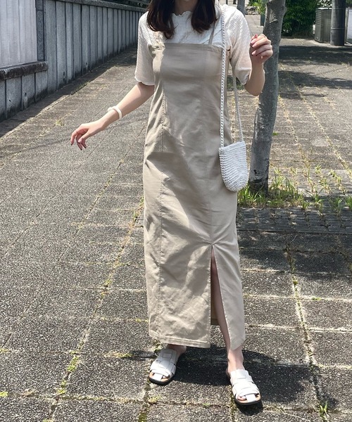 LE MORE(リモア)の「リネンキャミワンピ(ワンピース・レディース・ベージュ/アイボリー/キャメル・FREE/SMALL)」の3枚目の写真