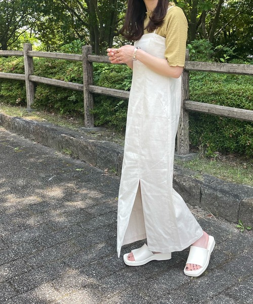 LE MORE(リモア)の「リネンキャミワンピ(ワンピース・レディース・ベージュ/アイボリー/キャメル・FREE/SMALL)」の16枚目の写真