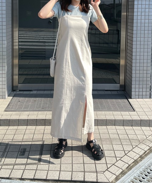 LE MORE(リモア)の「リネンキャミワンピ(ワンピース・レディース・ベージュ/アイボリー/キャメル・FREE/SMALL)」の5枚目の写真