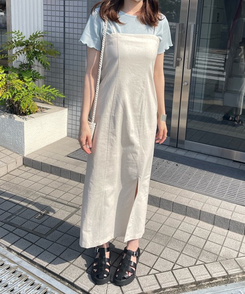 LE MORE(リモア)の「リネンキャミワンピ(ワンピース・レディース・ベージュ/アイボリー/キャメル・FREE/SMALL)」の9枚目の写真