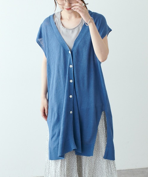 PUAL CE CIN（ピュアルセシン）の「フランダースリネンジレベスト（ベスト・レディース・ブラック/ナチュラル/グリーン/ブルー・FREE）」の2枚目の写真