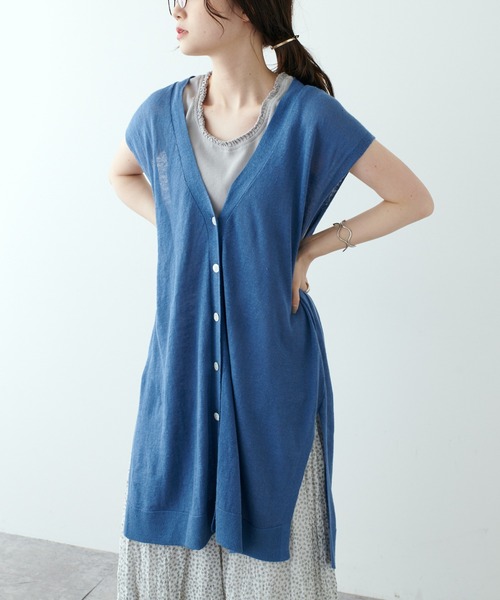 PUAL CE CIN（ピュアルセシン）の「フランダースリネンジレベスト（ベスト・レディース・ブラック/ナチュラル/グリーン/ブルー・FREE）」の8枚目の写真