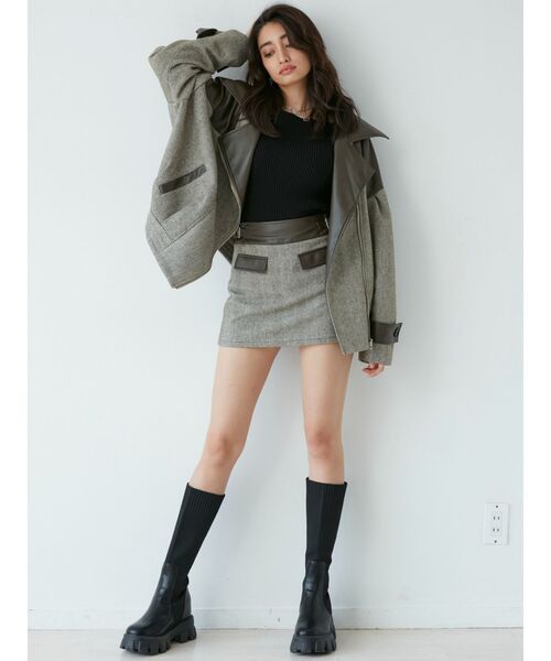 GYDA（ジェイダ）の「【セットアップ着用可】mix material スカートライクショートパンツ（スカート・レディース・ブラック/ブラウン・SMALL/MEDIUM）」の8枚目の写真