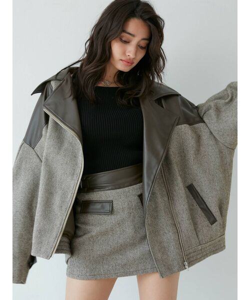 GYDA（ジェイダ）の「【セットアップ着用可】mix material スカートライクショートパンツ（スカート・レディース・ブラック/ブラウン・SMALL/MEDIUM）」の9枚目の写真