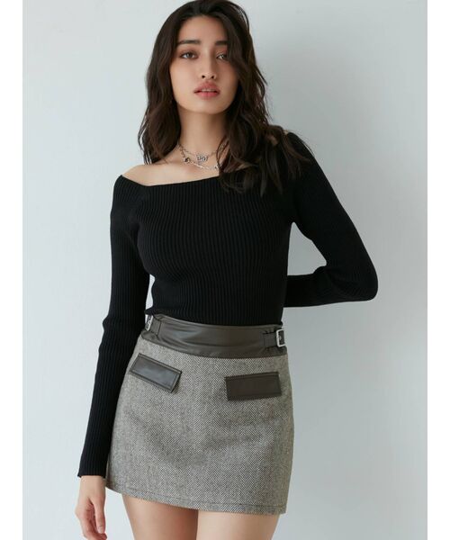 GYDA（ジェイダ）の「【セットアップ着用可】mix material スカートライクショートパンツ（スカート・レディース・ブラック/ブラウン・SMALL/MEDIUM）」の10枚目の写真