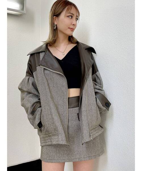 GYDA（ジェイダ）の「【セットアップ着用可】mix material スカートライクショートパンツ（スカート・レディース・ブラック/ブラウン・SMALL/MEDIUM）」の16枚目の写真