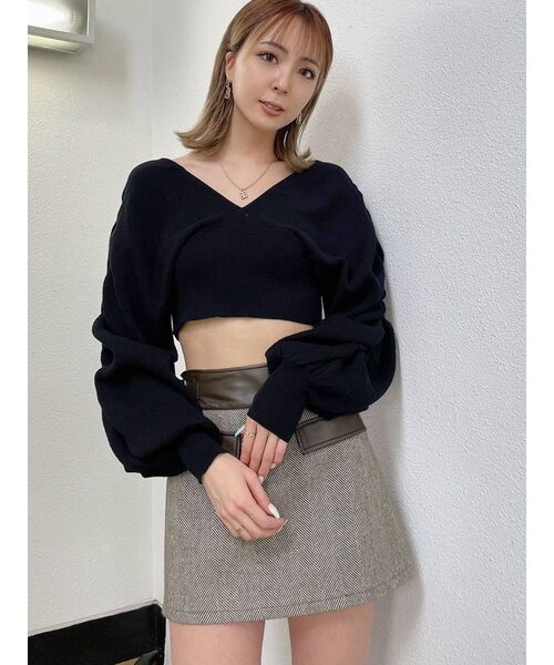 GYDA（ジェイダ）の「【セットアップ着用可】mix material スカートライクショートパンツ（スカート・レディース・ブラック/ブラウン・SMALL/MEDIUM）」の19枚目の写真