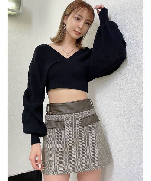 GYDA（ジェイダ）の「【セットアップ着用可】mix material スカートライクショートパンツ（スカート・レディース・ブラック/ブラウン・SMALL/MEDIUM）」の20枚目の写真