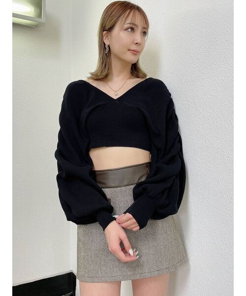 GYDA（ジェイダ）の「【セットアップ着用可】mix material スカートライクショートパンツ（スカート・レディース・ブラック/ブラウン・SMALL/MEDIUM）」の21枚目の写真