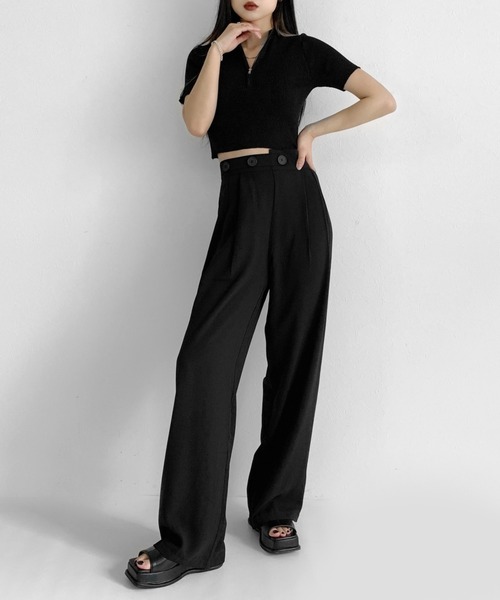 LVEU.(ラブユ.)の「High waist color slacks / ハイウエストカラースラックス(スラックス・レディース・ブラック/パープル/ブルー・FREE)」の4枚目の写真