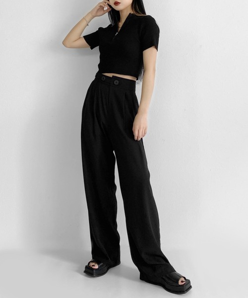 LVEU.(ラブユ.)の「High waist color slacks / ハイウエストカラースラックス(スラックス・レディース・ブラック/パープル/ブルー・FREE)」の5枚目の写真