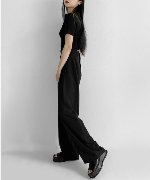 LVEU.(ラブユ.)の「High waist color slacks / ハイウエストカラースラックス(スラックス・レディース・ブラック/パープル/ブルー・FREE)」の6枚目の写真